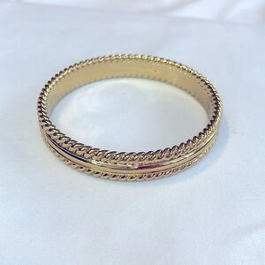 Fornash Textured Gold Tone Minimalist Bangle Bracelet
